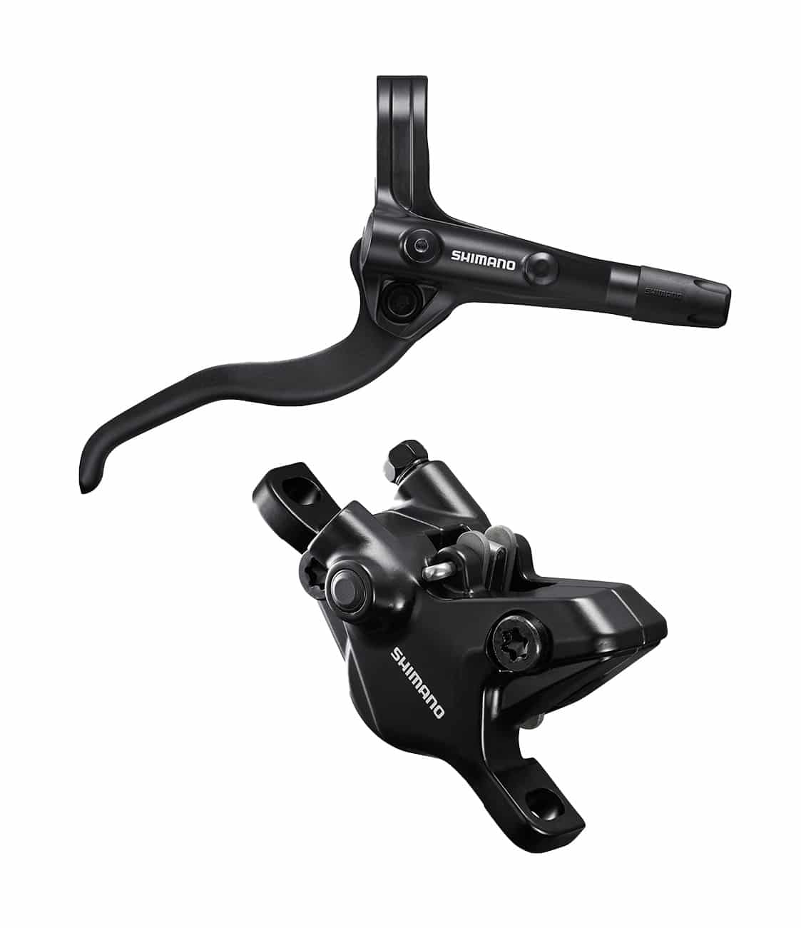 Bakbromsset-MT4102-bak.jpg En svart Shimano hydraulisk skivbromssats för cykel