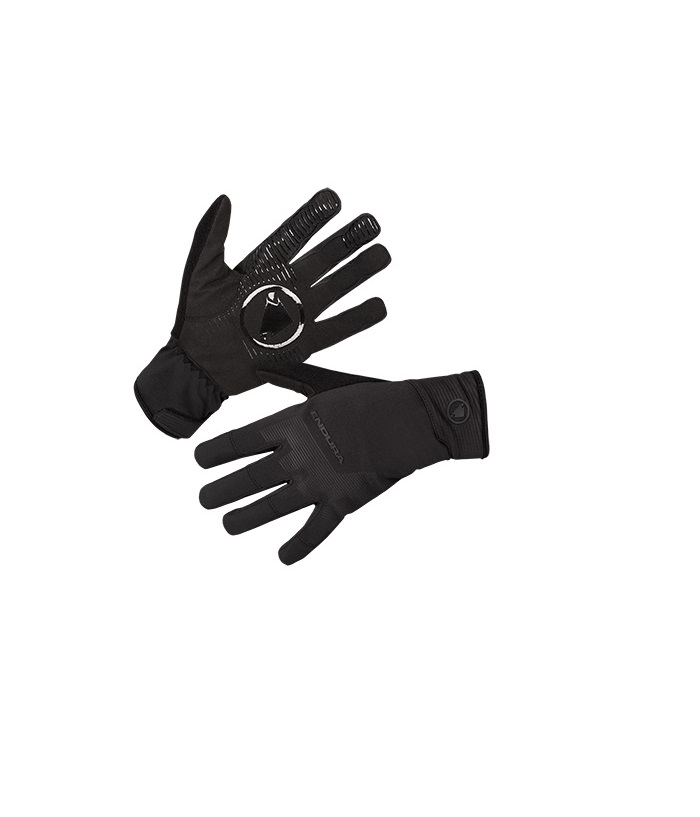 Freezing-Point-Waterproof-Glove.jpg Ett par svarta handskar med handflatan uppåt och handflatan nedåt, med strukturerade greppmönster på handflatan och en diskret logotyp på baksidan av handleden.