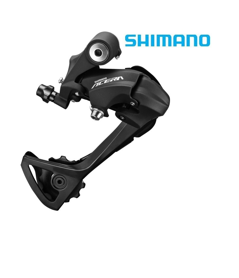 Shimano-Acera-RDT3000.png En Shimano Acera bakväxel för cykel i svart visas mot en vit bakgrund