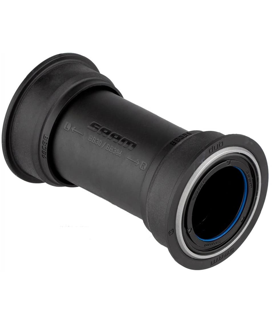 Sram-Dub-BB386.jpg Ett svart cylindriskt cykeltretlager med synliga spår