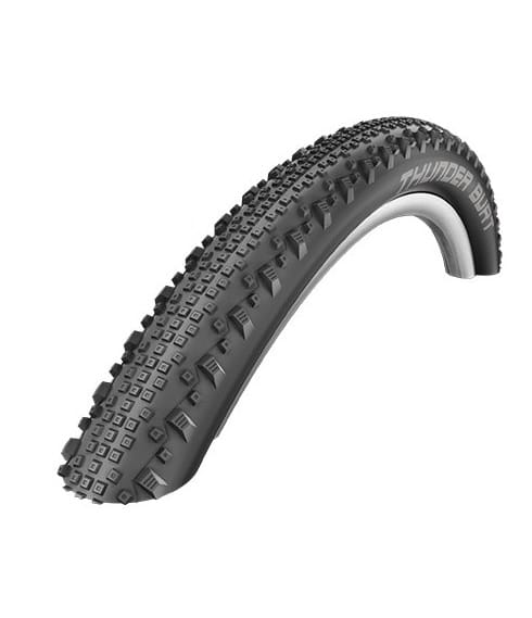 Thunderburt-275.jpg Ett svart cykeldäck med utpräglad, knubbig slitbana avsett för terrängkörning. På sidan av däcket finns texten "Thunder Burt" tryckt med vita bokstäver.