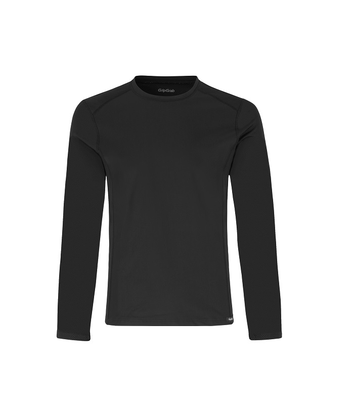 Windbreaking-Longsleeve.jpg En enfärgad, långärmad svart rundhalsad skjorta mot en vit bakgrund. Skjortan har en figurnära passform och inga synliga logotyper eller mönster.