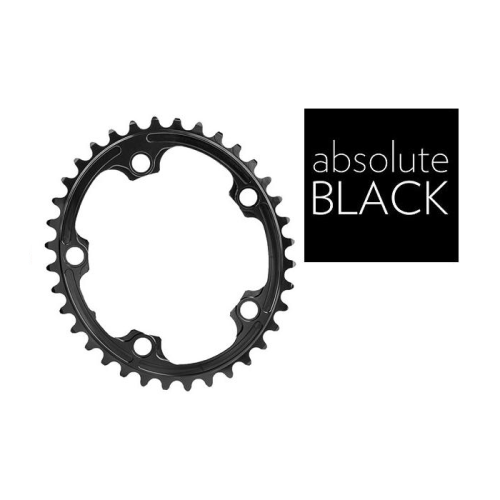 En svart cykelkedja visas bredvid en svart fyrkant med orden "absolute BLACK" skrivna i vit text.