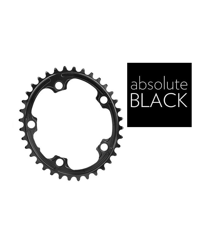 drev-absoluteblack-premium-oval-inre.png En svart cykelkedja visas bredvid en svart fyrkant med orden "absolute BLACK" skrivna i vit text.