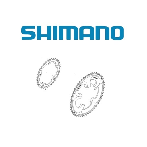 Shimanos logotyp i blått är placerad ovanför två konturerade cykelkedjor