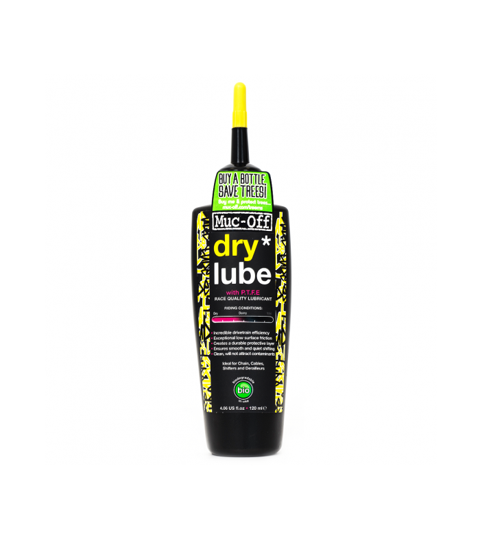 dry-lube.png En flaska Muc-Off Dry Lube med ett precisionsmunstycke