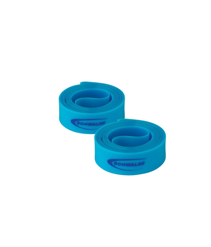 falband-schwalbe.png Två blå gummilister med logotypen "SCHWALBE" i lila bokstäver, placerade sida vid sida mot en vit bakgrund.