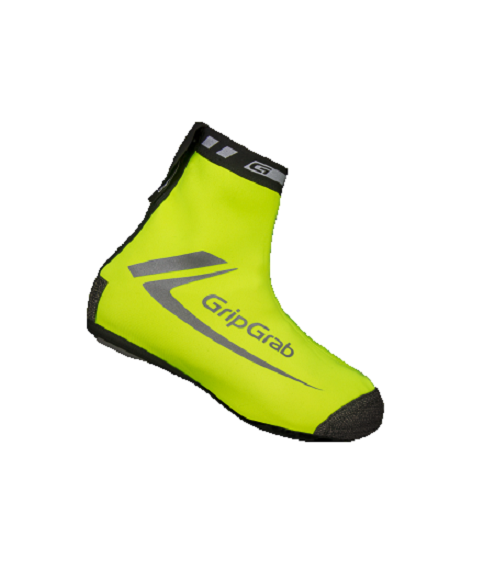 gripbrab.race_.thermi.hivis_.png Ett enda gult cykelskoöverdrag med hög synlighet och svarta detaljer, "GripGrab"-märke, dragkedja vid hälen och förstärkta områden vid tå och häl, på en vit bakgrund.