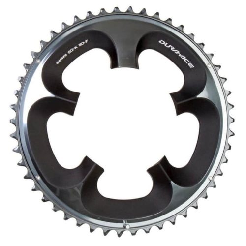 En Shimano Dura-Ace cykelkedjekrans med 54 tänder, med svart och silver design, fem fästpunkter och modellmärkning synlig på ytan.