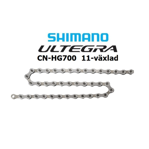 En Shimano Ultegra CN-HG700 cykelkedja visas under varumärkets logotyp och text som anger att den är för 11-växlade cyklar.