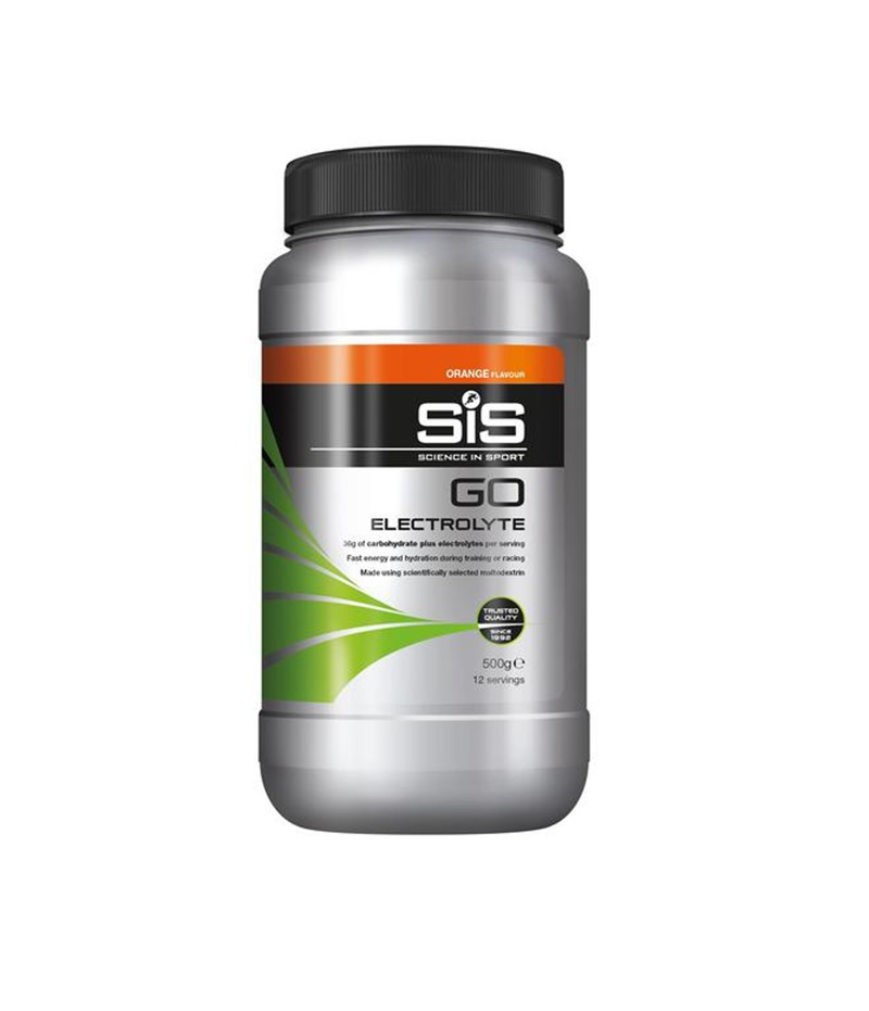 sis.go_.electrolyte.apelsin.png En silverfärgad och svart burk med SiS GO Electrolyte powder