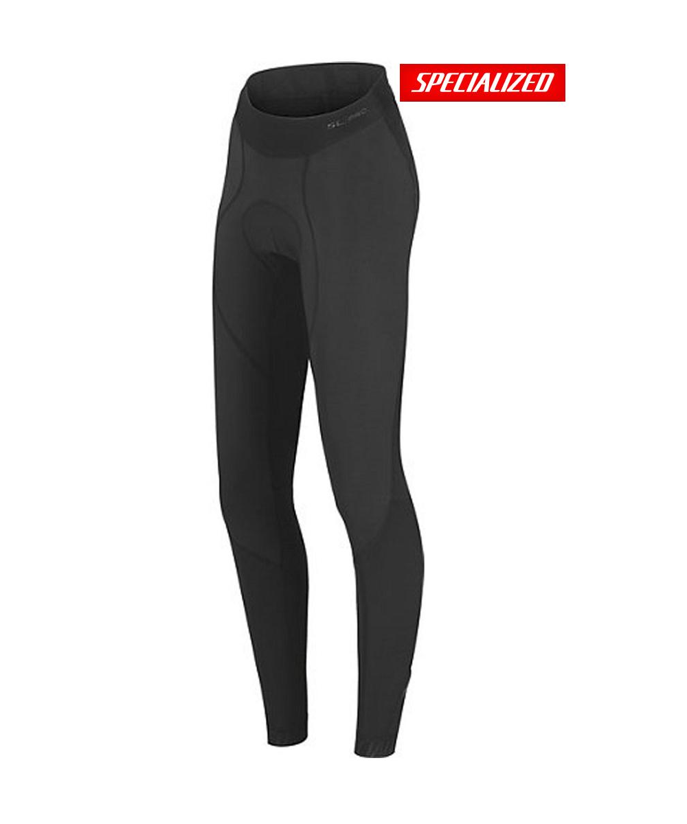 specialized-therminal-sl-pro-tight-med-vaddering.png Svarta hellånga cykeltights med vadderad sits, som visas på en vit bakgrund. Specialized-varumärkets logotyp visas i rött och vitt i det övre högra hörnet.