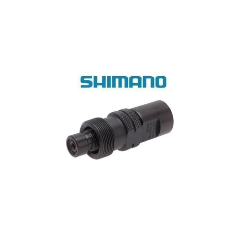 Ett avdragarverktyg för Shimano cykelvev visas mot en vit bakgrund med Shimanos logotyp ovanför verktyget.