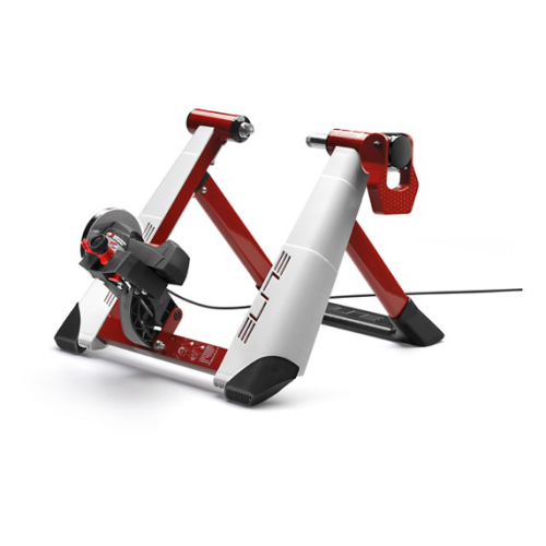 Elite Novo Force Pack Trainer, cykeltrainer för inomhusträning, i rött och vitt.