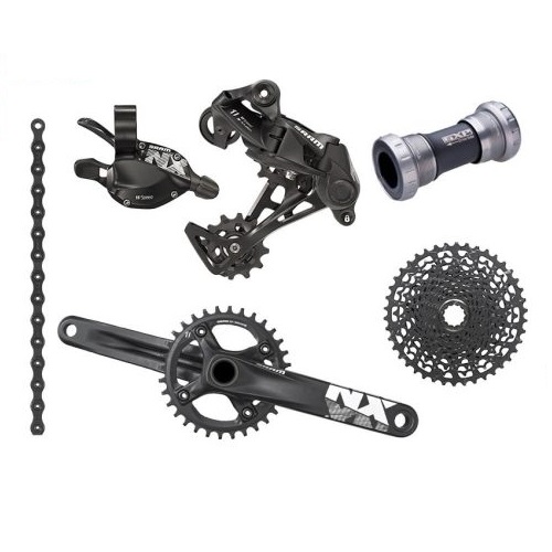 1x11-vaxlad-nx-grupp-500x500 Uppgraderingskit Sram NX DUB 32T, 1x11s med diverse cykeldelar som kedja, växel och kassett.