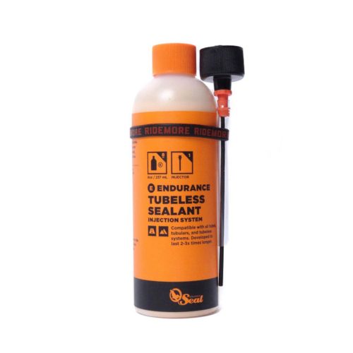Orange Seal Endurance Tubeless vätska flaska på 237 ml med orange etikett.