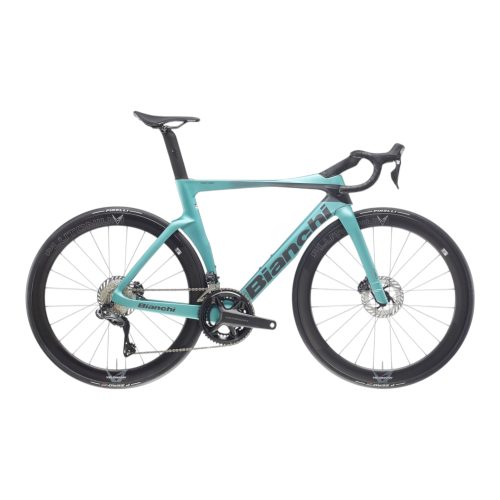 Bianchi Oltre PRO racercykel med Ultegra Di2 växelgrupp, i den ikoniska Celeste färgen.
