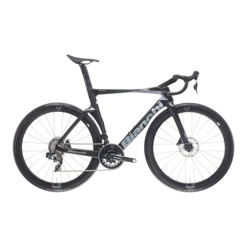 Svart Bianchi Oltre PRO racercykel, en högpresterande cykel för fart och precision.