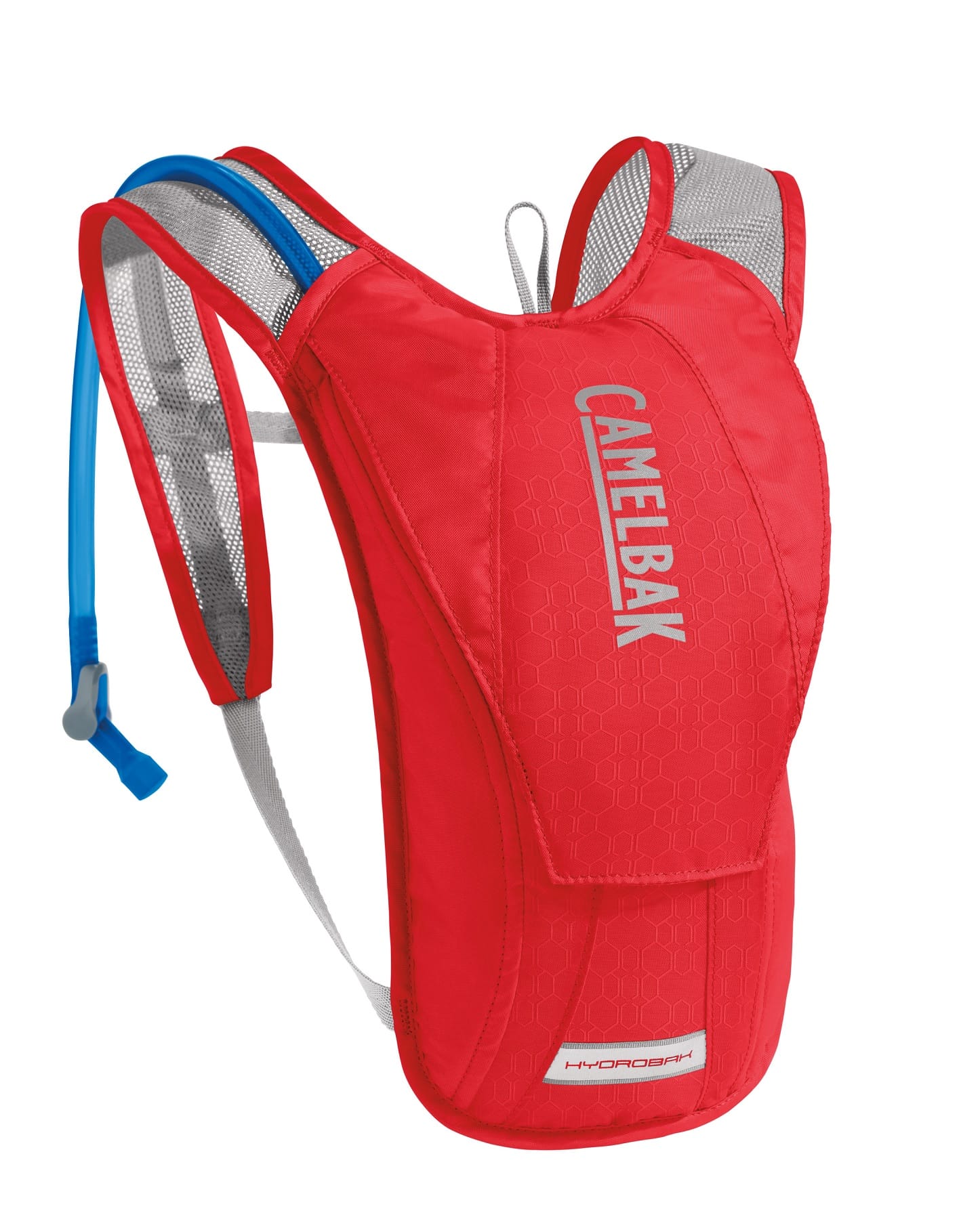 Camelbak-R18-Hydrobak-RacRedSil.jpg CamelBak Hydrobak är på 1,5 liter är en röd vätskeryggsäck med axelremmar i mesh och en blå drickslang för handsfree tillgång till vatten under löpning, vandring eller cykling.
