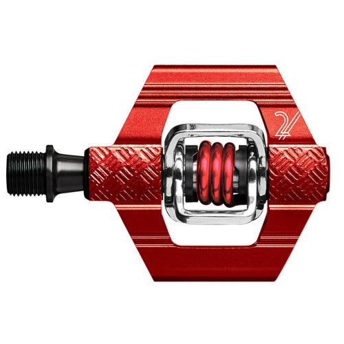 Röd Crankbrothers Candy 2-pedal för cykel.