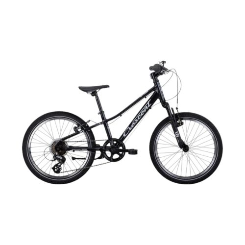 Svart Crescent Grim 20" pojkcykel, barncykel med sju växlar och modern design.