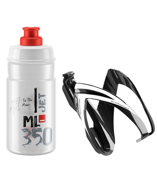 Elite-Ceo-black-glossy-white-graphic-110 Vit Elite Jet 350 ml-flaska med Elite CEO-flaskställ.