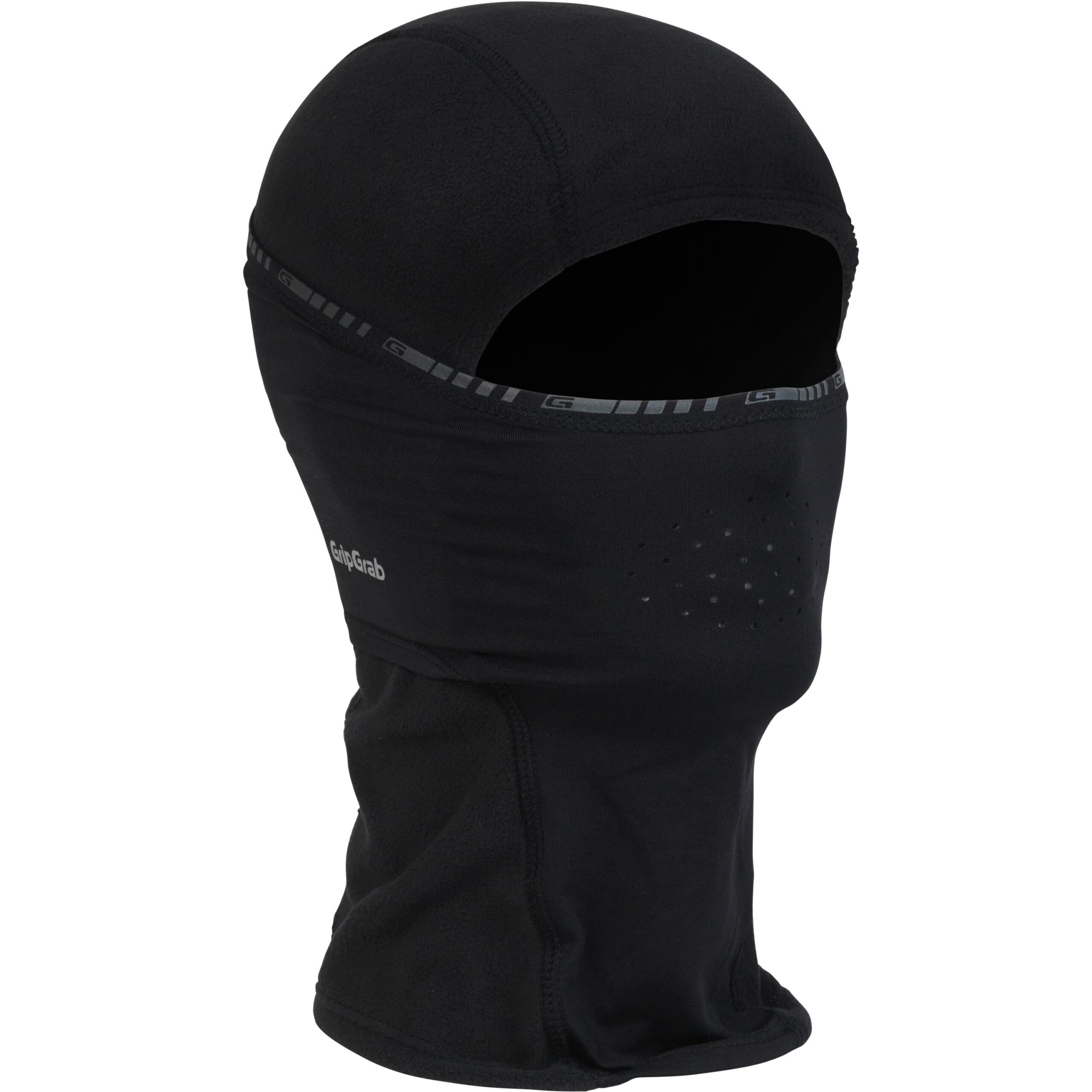 GG-balaclava-scaled-1.jpg Gripgrab Balaclava är en svart, mjuk och figursydd huvudbonad med öppen ögonområde och små ventilationshål nära mun och näsa.