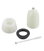 Luftningskit Shimano TL-BR003/2 - Oljekopp innehåller tre vita plastdelar, en svart plastring och en vit stav med ett texturerat handtag, allt mot en vit bakgrund.