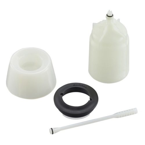 Luftningskit Shimano TL-BR003/2 - Oljekopp innehåller tre vita plastdelar, en svart plastring och en vit stav med ett texturerat handtag, allt mot en vit bakgrund.