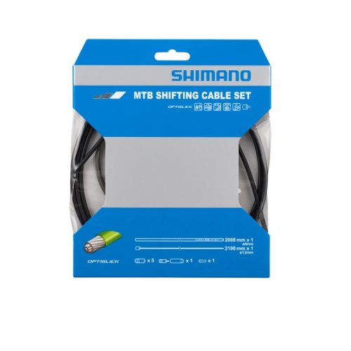 Produktbild av ett Shimano Optislick växelvajerset för mountainbike. Setet innehåller PTFE behandlat hölje