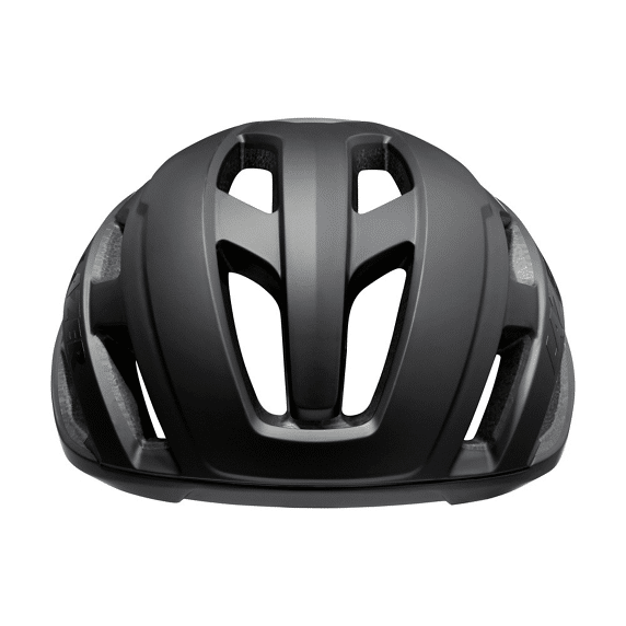 MY22_STRADA-KC_MATTE-FULL-BLACK_01.jpg.thumb_.572.572.png Hjälm Lazer Strada KinetiCore, Flera färger visas framifrån i mattsvart, med flera stora ventilationsöppningar, en strömlinjeformad symmetrisk design och synlig invändig stoppning.