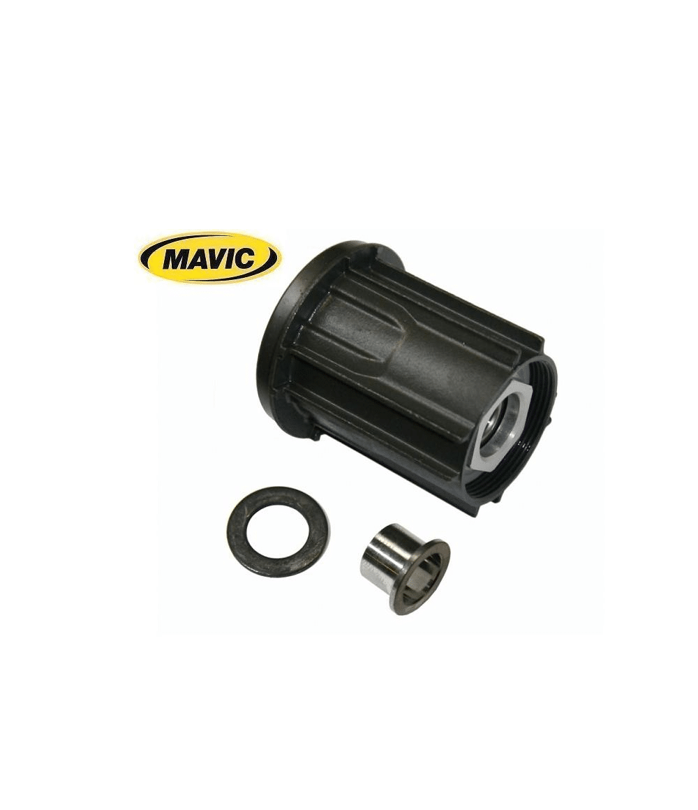 Mavic-FTS-L-Road-body.png Närbild av en Mavic FTS-L Road ED11 campa-kropp, avsedd för upp till 11-växlade system. Starkt, jämnt ljus framhäver detaljerna och texturerna hos cykeldelen mot en vit bakgrund.