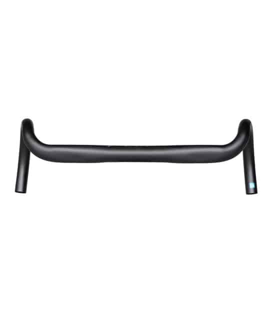PRO-PLT-Discover-Gravel-12.jpg Styre för gravelcykel, PRO Discover Aluminium, elegant böjt med 12 graders vinkel. Matt svart finish fångar ljuset subtilt, framhäver designen mot en ren, ljus bakgrund.