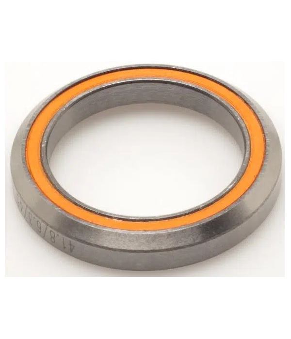 Pro-Styrlager-0023 Ett Styrlager PRO-kullager (O:41,8/I:30,2/H:6,3 mm) med en metallcirkelformad design och en orangefärgad inre tätning visas mot en vit bakgrund.