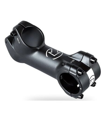 En svart Pro LT-styrstam, 31,8 mm, med en vinkel på +35 grader, visas i en detaljerad produktbild. Styrstammen har en matt finish och tydliga skruvar. Belysningen framhäver formen och detaljerna.