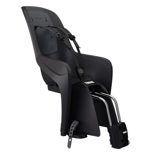 Svart Thule RideAlong Lite 2 barnstol för cykel med ramfäste.