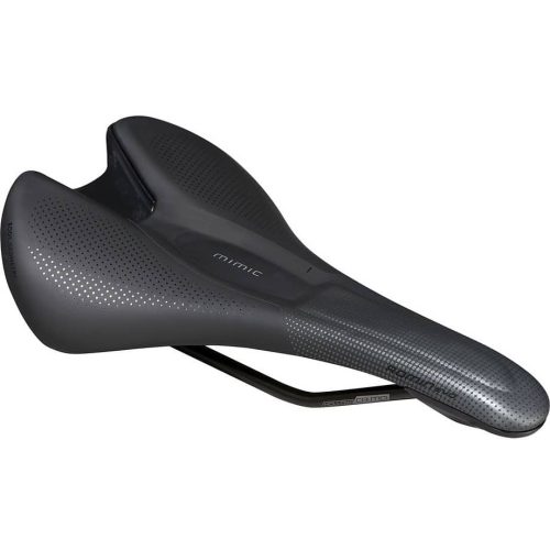En detaljerad bild av Specialized Romin Evo Comp Nimic sadeln. Den har en grå färg