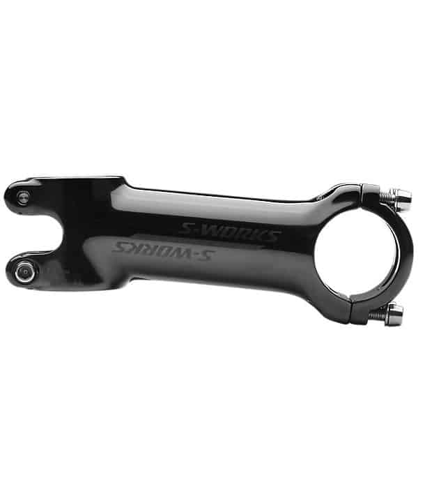 S-Works-SL-Stam-017.jpg Svart Specialized S-Works SL styrstam, 3D-smidd och CNC-bearbetad av 7075 aluminium, -6 graders vinkel. Studioljus framhäver den blanka ytan och detaljerna.