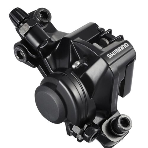 Närbild av Shimano BR-MT200 skivbromsok, avsedd för cyklar.