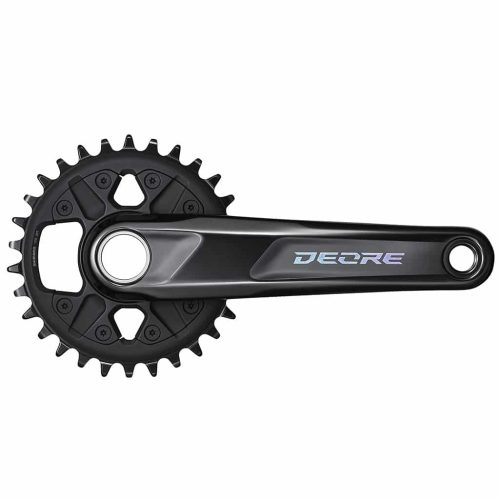 Shimano Deore FC-M6100 vevparti med en 32T klinga, avsett för 1x12-växlade system. Detaljerad bild med fokus på design och komponenter i en studio med bra belysning.