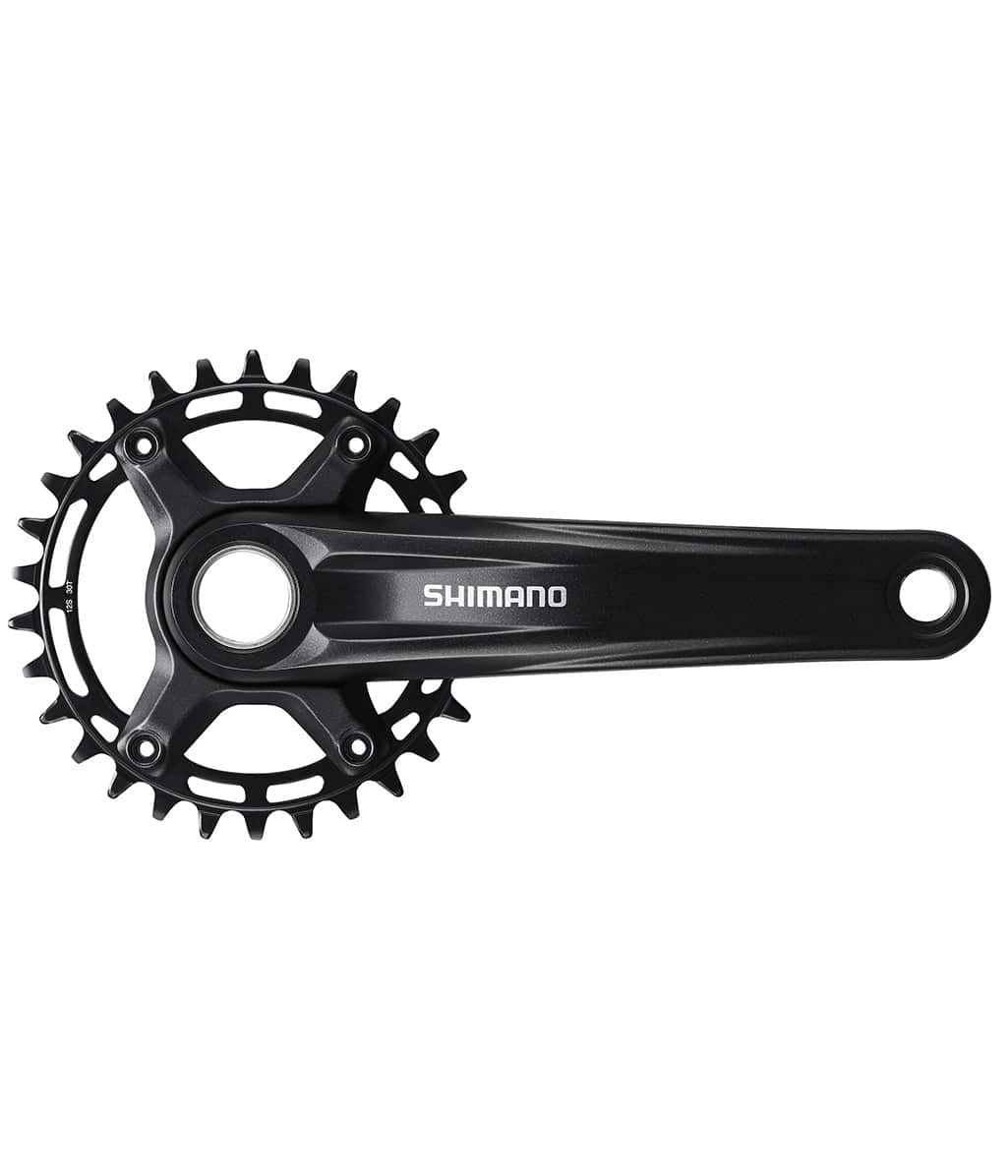 Shimano-Deore-FCMT5101-32.jpg Shimano Deore FC-MT510 vevparti, 32T, för 1x12 växlar, i detaljrik närbild mot en vit bakgrund. Den mattsvarta finishen framhävs av jämn belysning, vilket ger en tydlig bild av produkten.