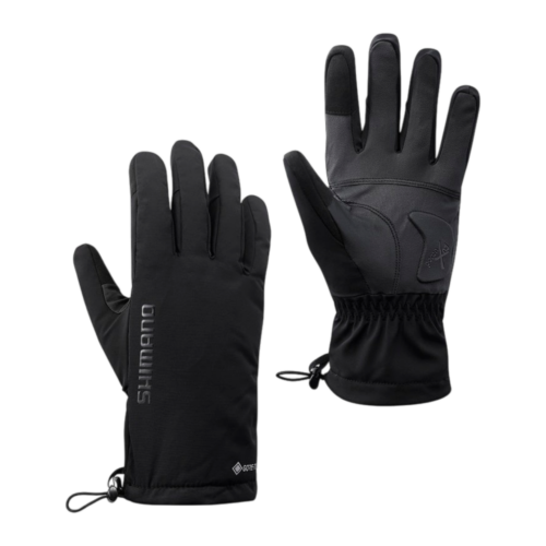 Shimano Gore-Tex Grip Primaloft®-handskar, visade från baksidan och handflatsidan, med en justerbar snörning vid handleden.