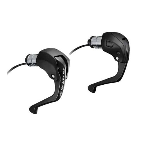 Ett par svarta Shimano Dura Ace Di2 ST-R9160 TT-reglage