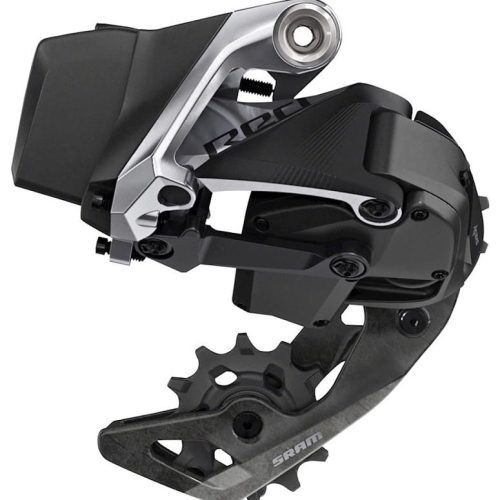 Detaljerad bild av en SRAM Red eTap AXS 12-växlad bakväxel
