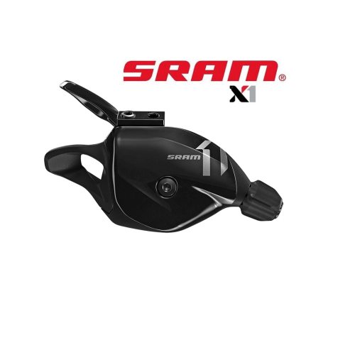 Närbild av ett svart SRAM X1 Trigger växelreglage