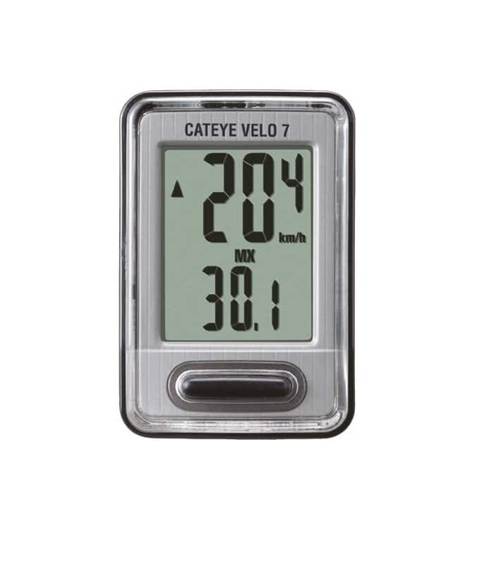 VELO7.jpg Cykeldator Cateye Velo 7 visar en aktuell hastighet på 20