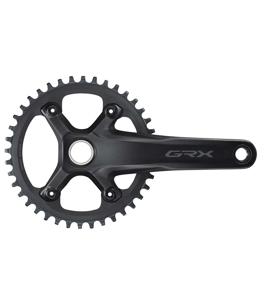 Vevparti11-vxl-Singel-170mm-40T-GRX-FC-RX600.jpg Shimano GRX FC-RX600 40T vevparti, skickligt belyst, framhäver de precisa detaljerna och den mattsvarta finishen. Idealisk för 1x11-växlade gravelcyklar, ger robust prestanda och tillförlitlighet.