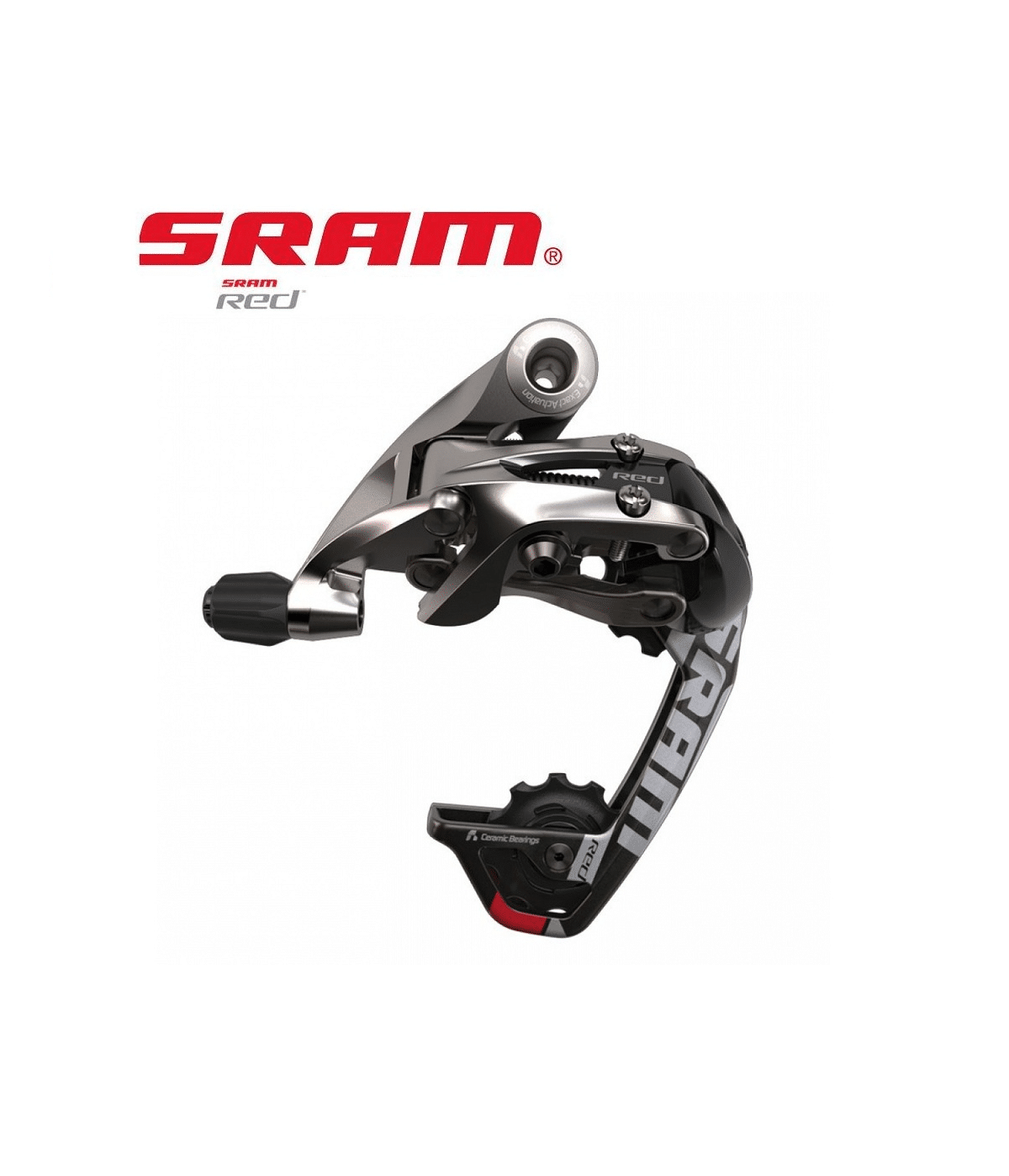 bakvaxel-sram-red-10-vxl-wifli.png Detaljerad bild av en SRAM Red 10-växlad bakväxel. Fokuserat, med studioljus som framhäver växels silverfärgade och svarta detaljer samt logotypen. Passar utmärkt för sidan om just den bakväxeln.
