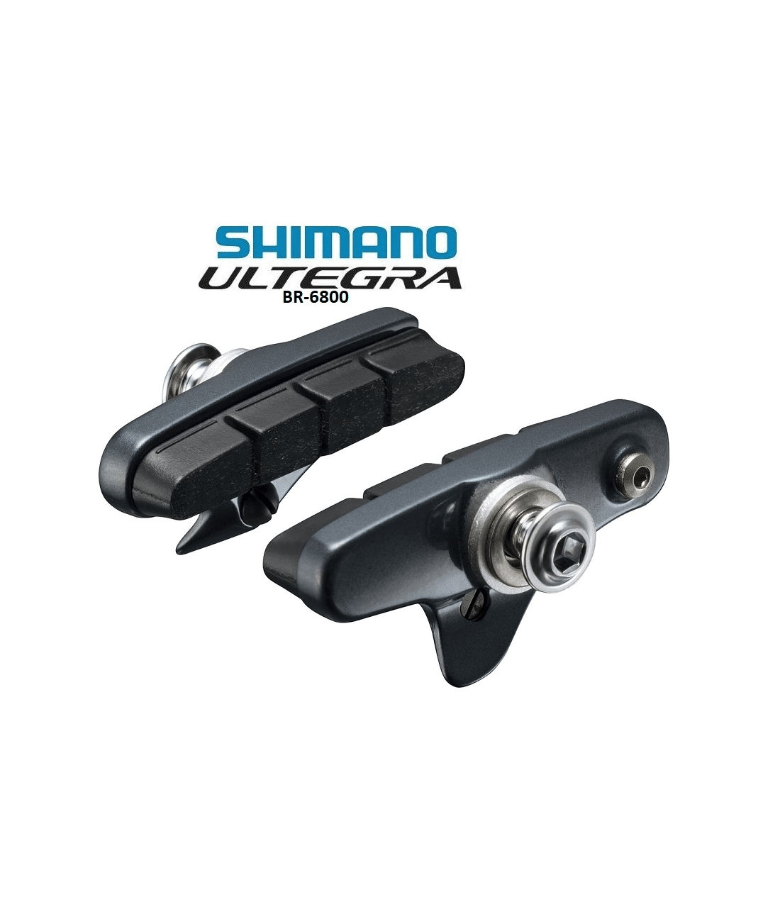 bromskloss-shimano-ultegra-6800.png Shimano Ultegra BR-6800 bromsklossar, detaljerat presenterade i studioljus. Fokus på den grå nyansen och den tekniska designen, vilket framhäver kvaliteten och precisionen.