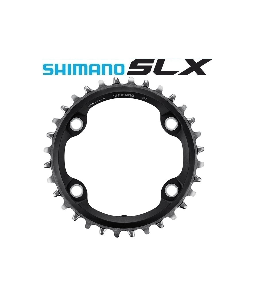 drev-shimano-slx-m7000-1.png Närbild av ett svart Shimano SLX FC-M7000-1 framdrev med 32 tänder. Framdrevet är centrerat i bilden mot en ren vit bakgrund. "SHIMANO SLX" logotypen visas ovan.